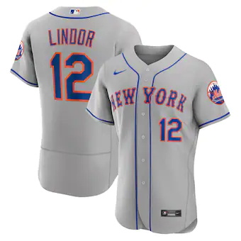 mens nike francisco lindor gray new york mets road authenti